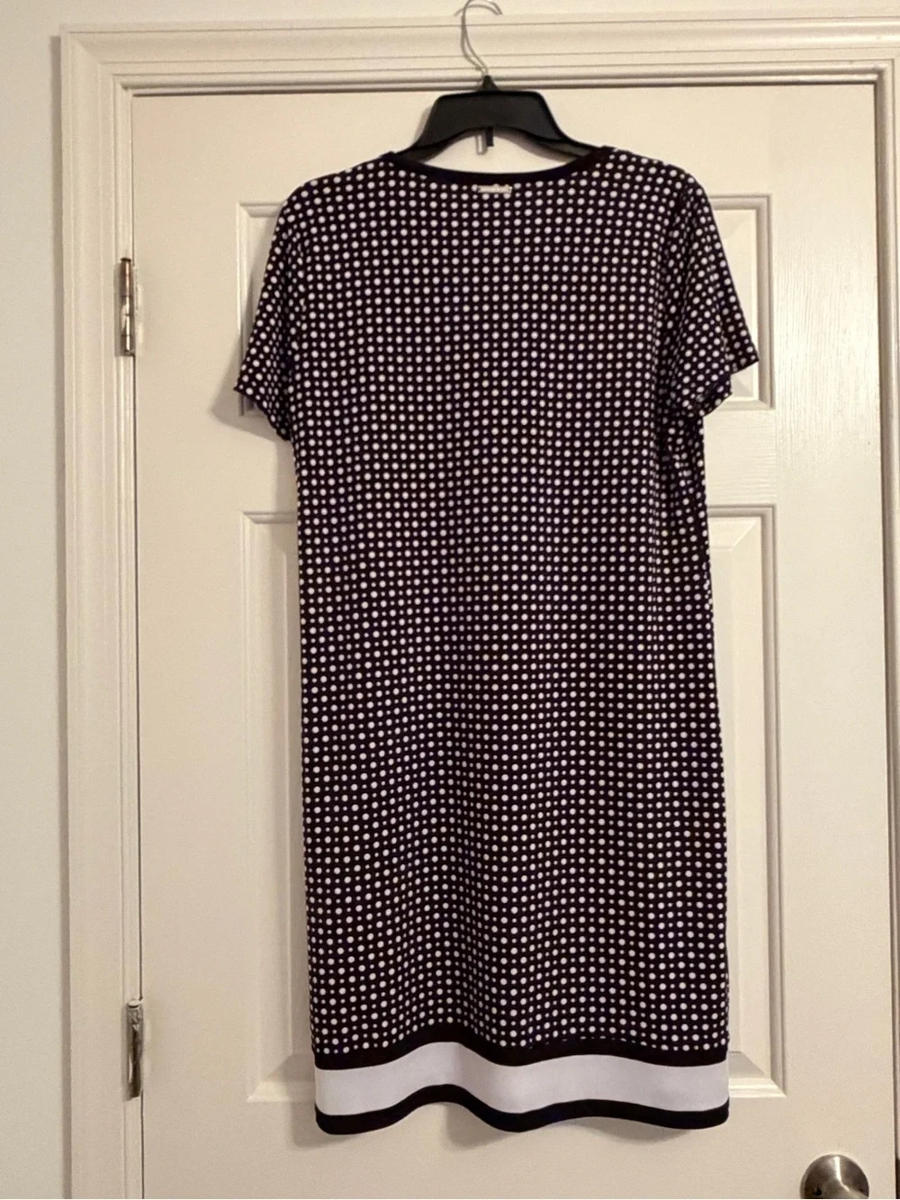 Michael Kors Black and White Dot-Print Short Sleeve Dress
